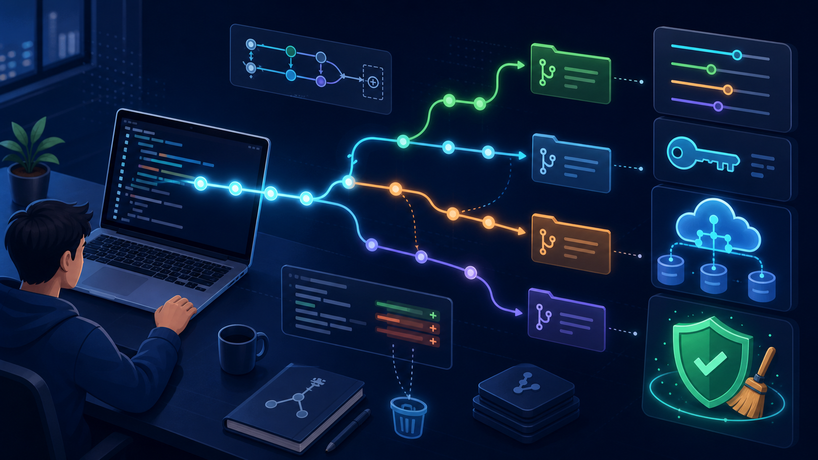 Git 工作流总览:配置、SSH、多仓库与历史清理